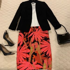J. Crew No. 2 Pencil Skirt Palm Print Grass Cloth Size 6, lined, NWOT never worn